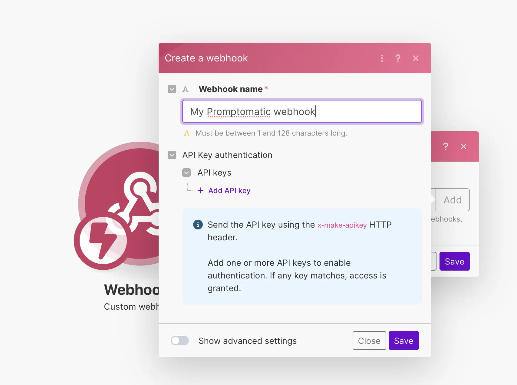 Webhook settings